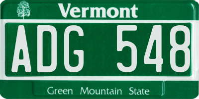VT license plate ADG548