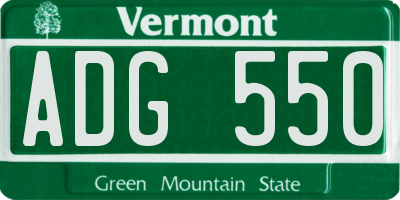 VT license plate ADG550