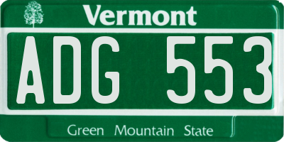 VT license plate ADG553