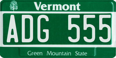 VT license plate ADG555
