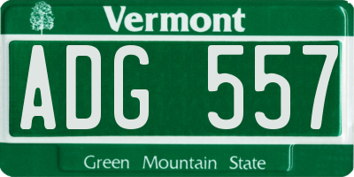 VT license plate ADG557