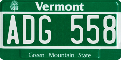 VT license plate ADG558