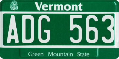 VT license plate ADG563