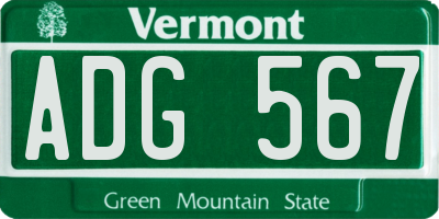 VT license plate ADG567