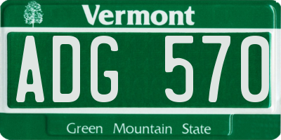 VT license plate ADG570