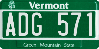 VT license plate ADG571