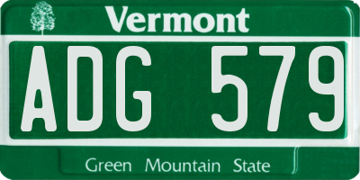 VT license plate ADG579