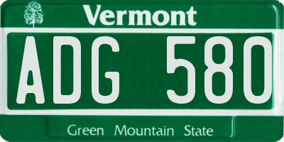 VT license plate ADG580