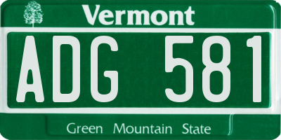 VT license plate ADG581