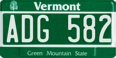 VT license plate ADG582