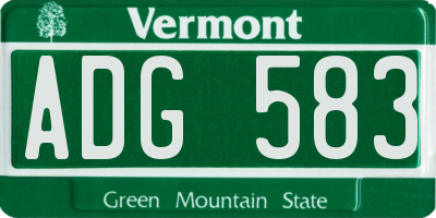 VT license plate ADG583