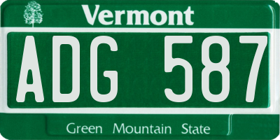 VT license plate ADG587