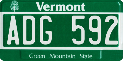 VT license plate ADG592