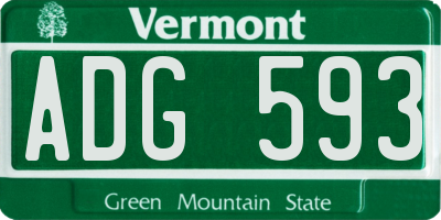 VT license plate ADG593
