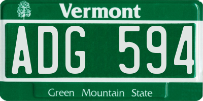 VT license plate ADG594