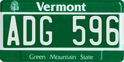 VT license plate ADG596