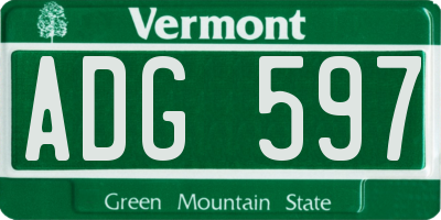 VT license plate ADG597