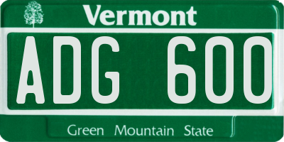 VT license plate ADG600
