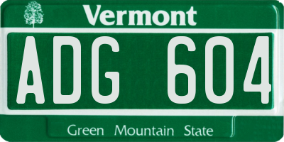 VT license plate ADG604