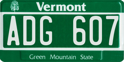 VT license plate ADG607