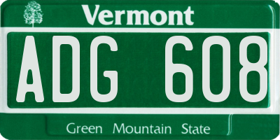 VT license plate ADG608