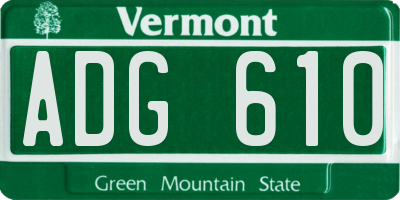 VT license plate ADG610