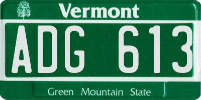 VT license plate ADG613