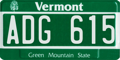 VT license plate ADG615