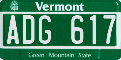 VT license plate ADG617