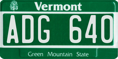 VT license plate ADG640