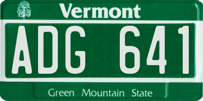 VT license plate ADG641