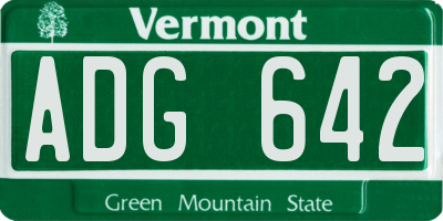 VT license plate ADG642