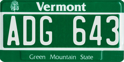 VT license plate ADG643