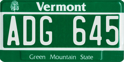VT license plate ADG645
