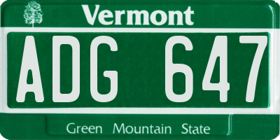 VT license plate ADG647