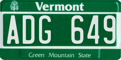 VT license plate ADG649