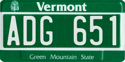 VT license plate ADG651