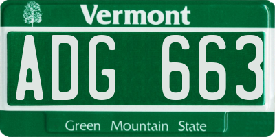 VT license plate ADG663