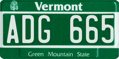 VT license plate ADG665
