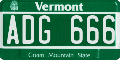 VT license plate ADG666