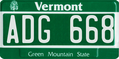 VT license plate ADG668