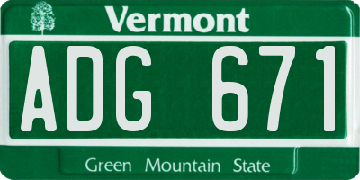 VT license plate ADG671