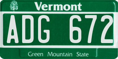 VT license plate ADG672