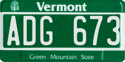 VT license plate ADG673