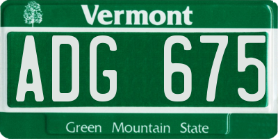 VT license plate ADG675