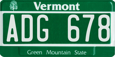 VT license plate ADG678