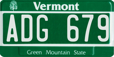 VT license plate ADG679