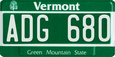 VT license plate ADG680