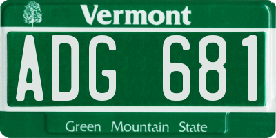 VT license plate ADG681