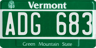 VT license plate ADG683